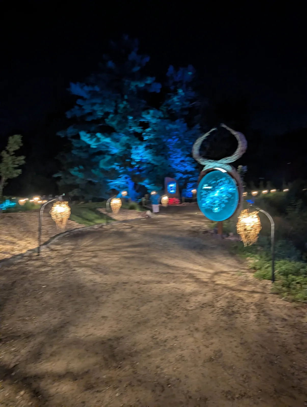 The lit trailhead at Aquavia Lumina