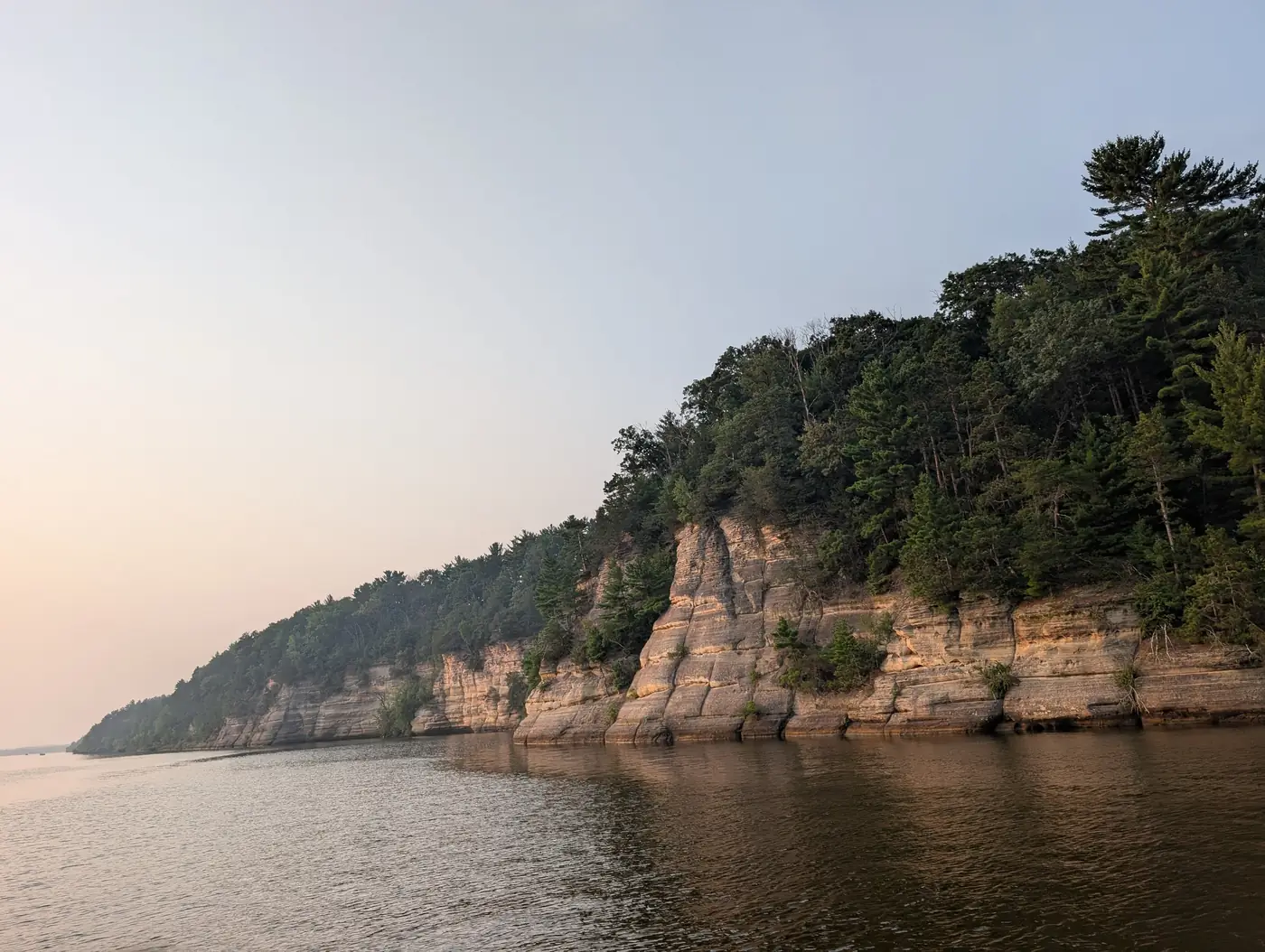 Sandstone cliffs on the Wisconsin River in the evening