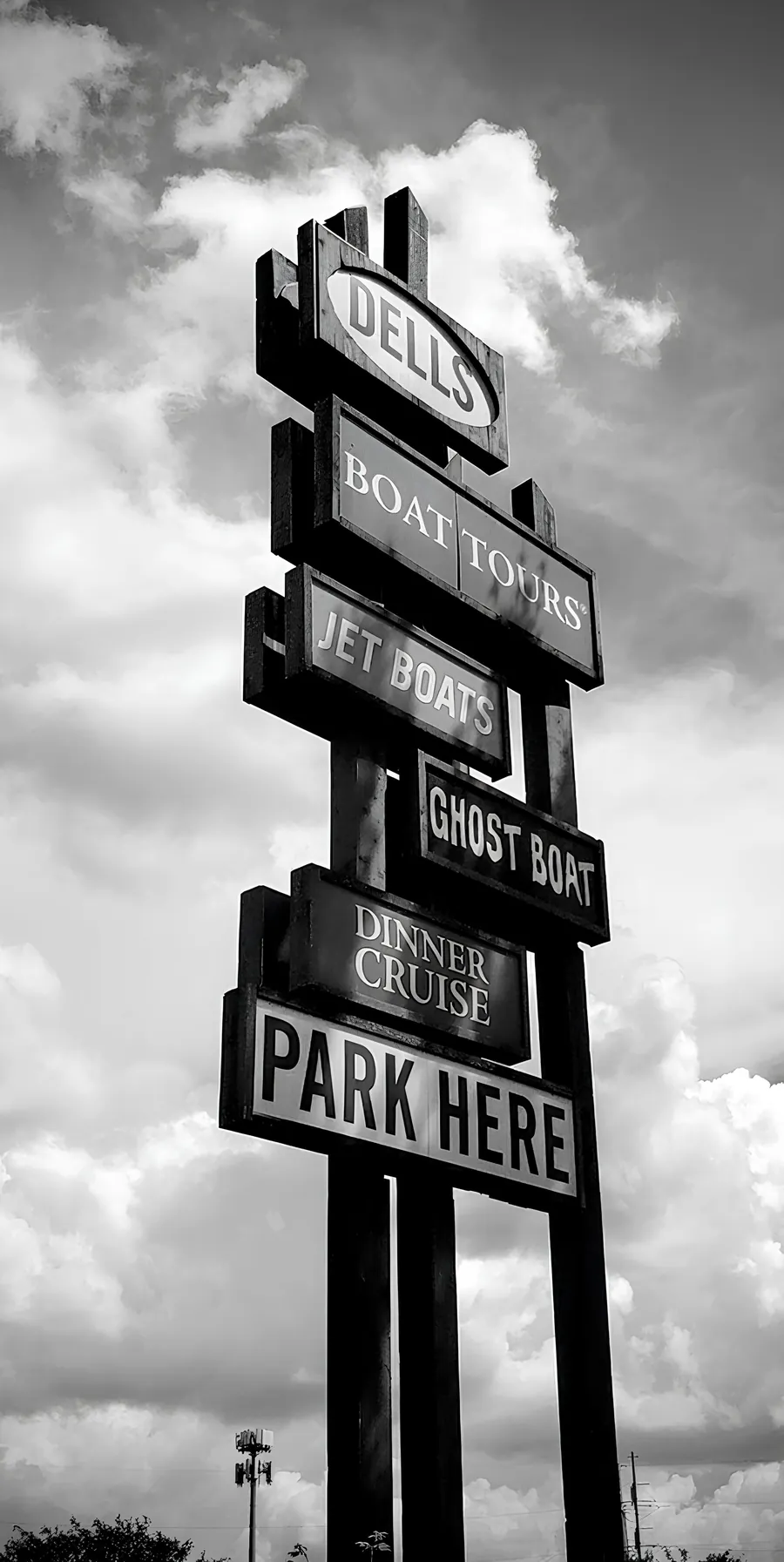 The Dells Boat Tours sign downtown