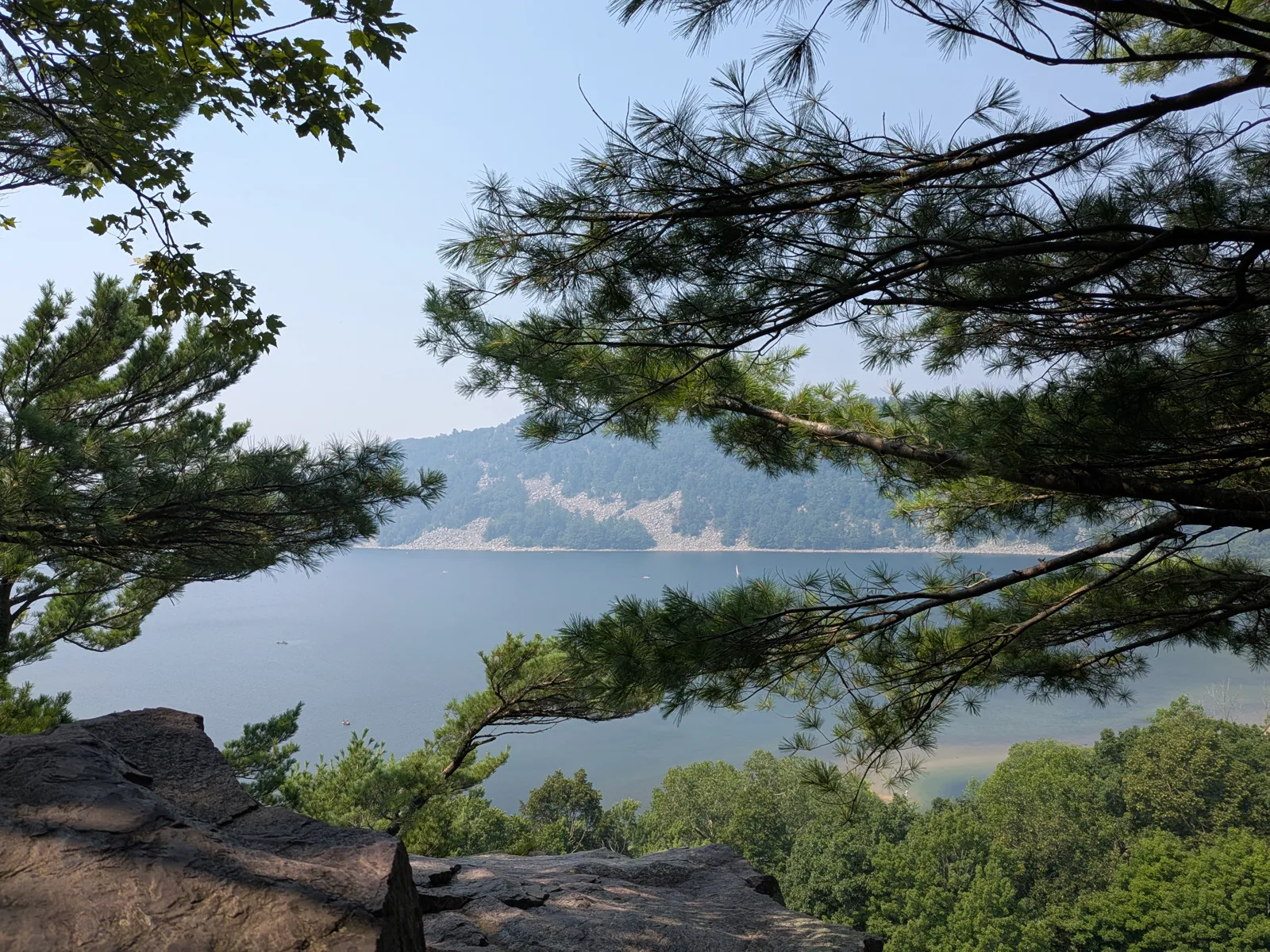 The view of Devil's Lake from the bluff trail