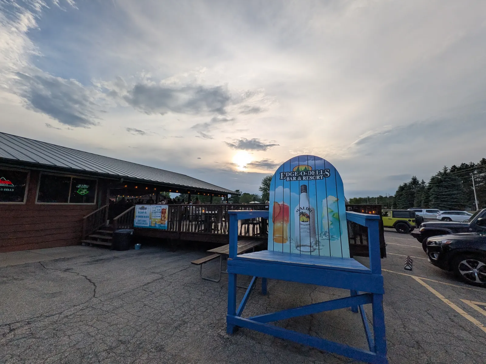 The giant Adirondack chair on the deck at Edge-O-Dells
