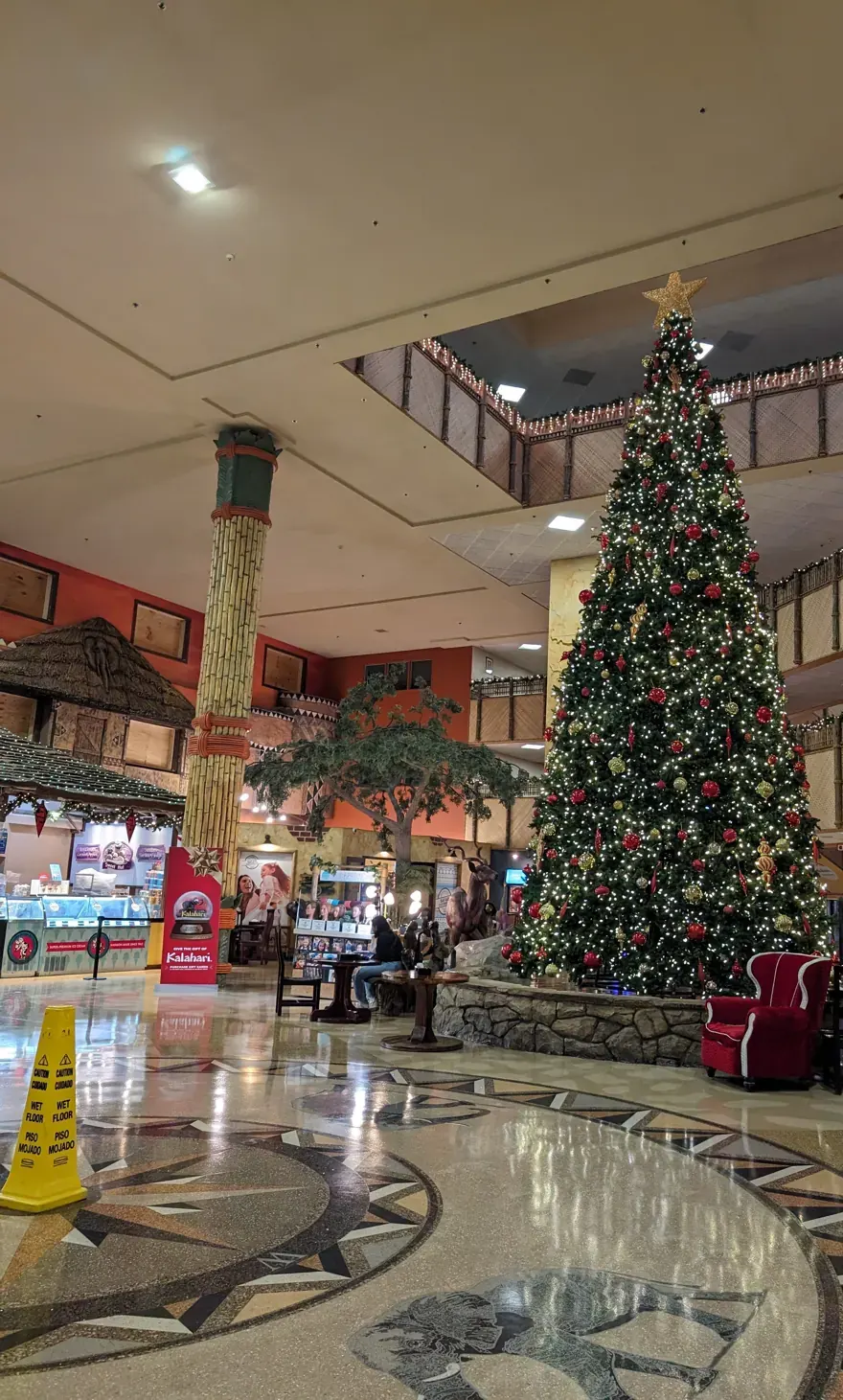 A Christmas tree in the lobby of Kalahari Resort in Wisconsin Dells