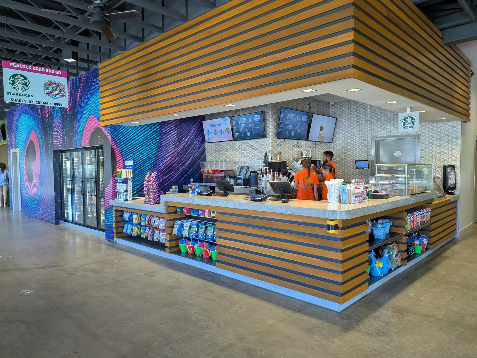 Food court and coffee bar inside the main building at Land of Natura