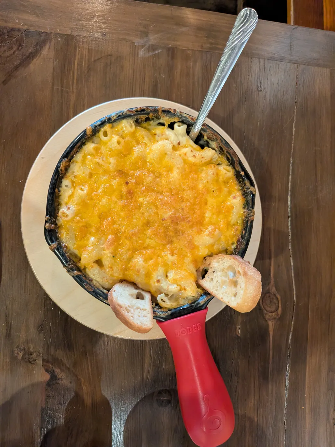 A skillet of mac and cheese at MACS on Broadway
