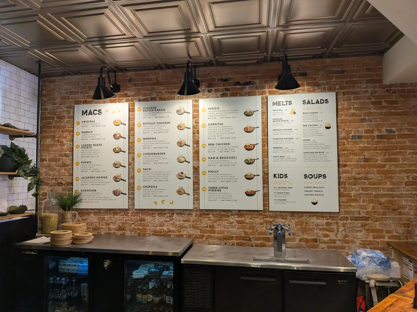 The menu board at MACS in Wisconsin Dells