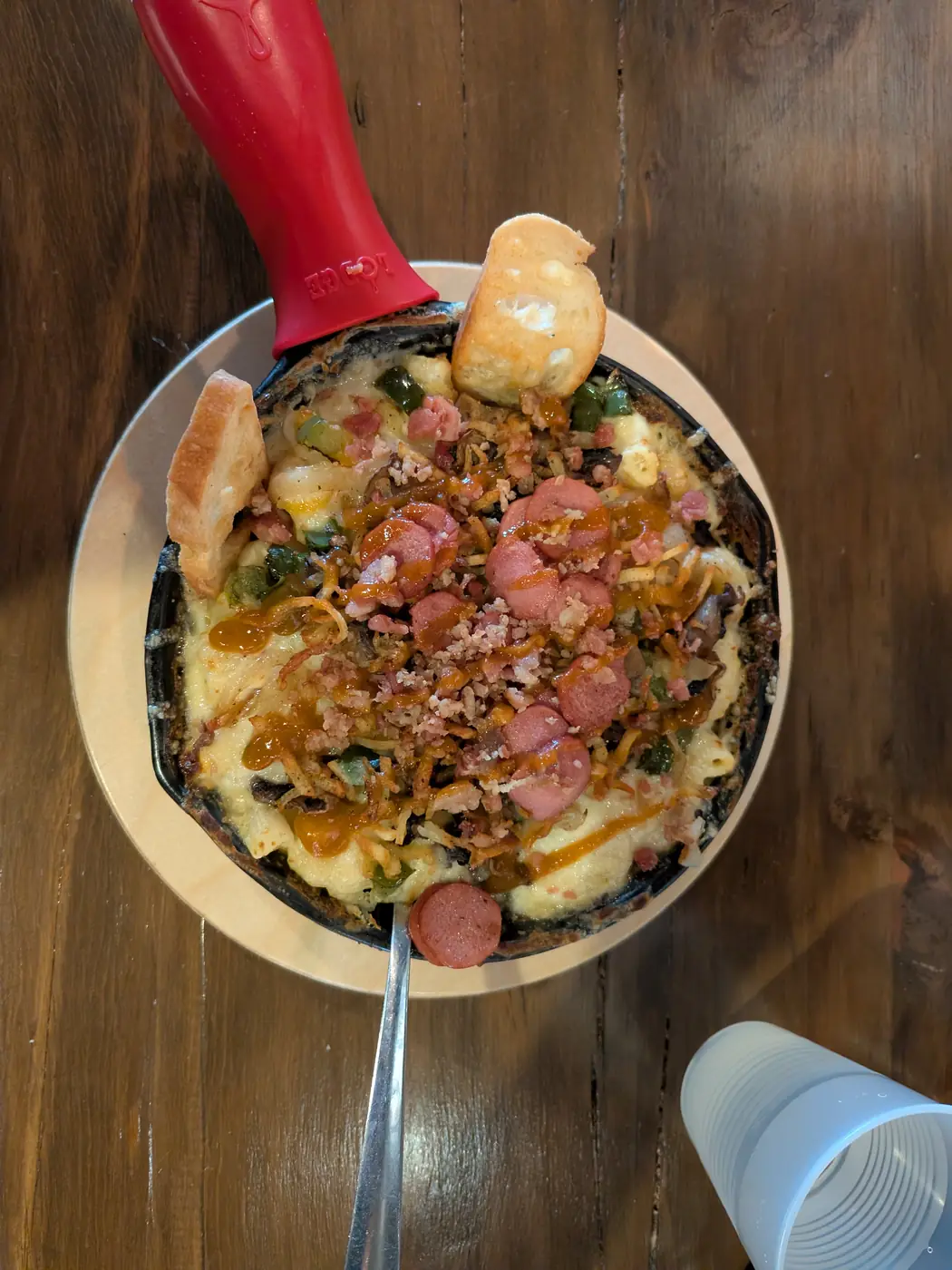 A loaded skillet mac and cheese at MACS