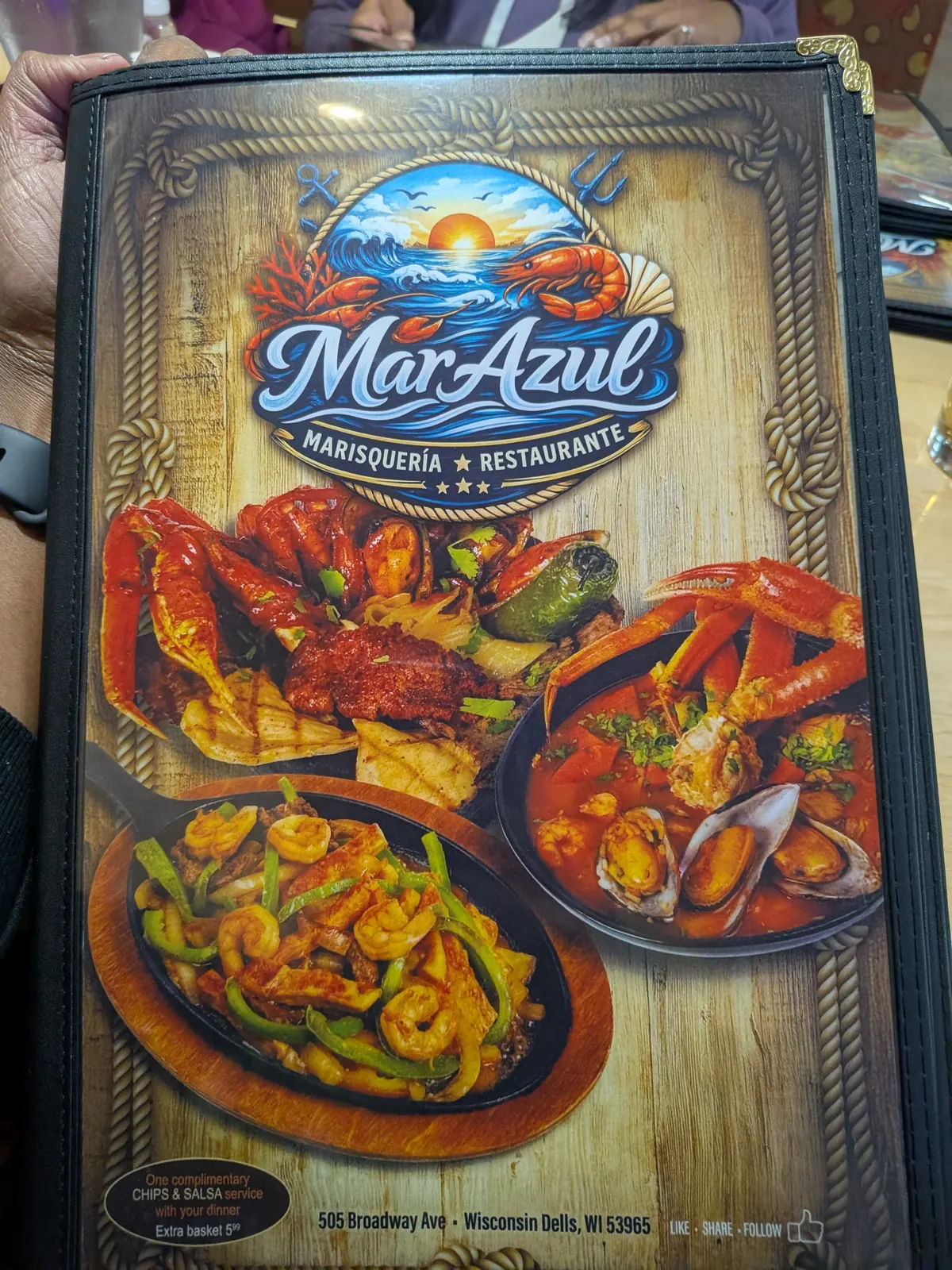 The MarAzul menu cover