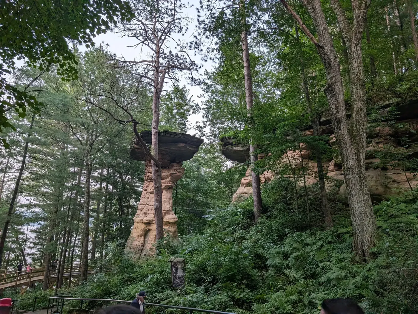 Stand Rock, the famous sandstone pillar on the Upper Dells boat tour in Wisconsin Dells