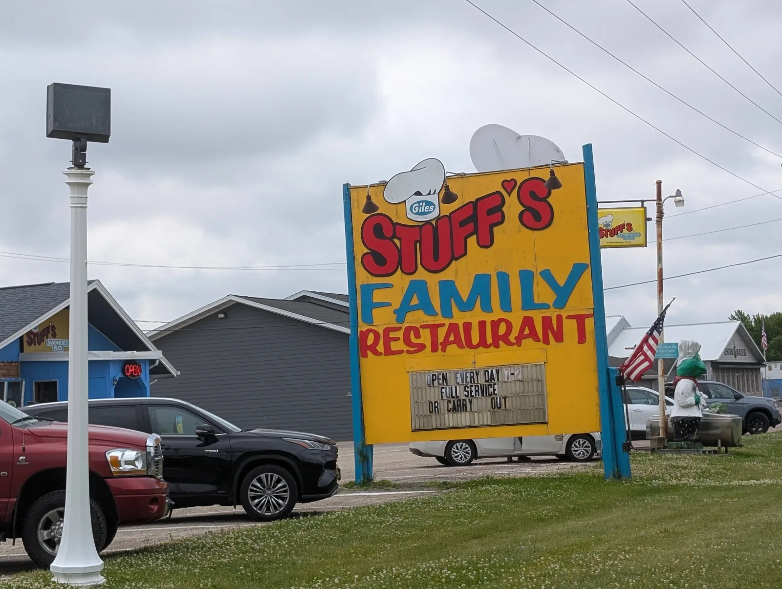 The Stuff's Family Restaurant sign on Hwy 13
