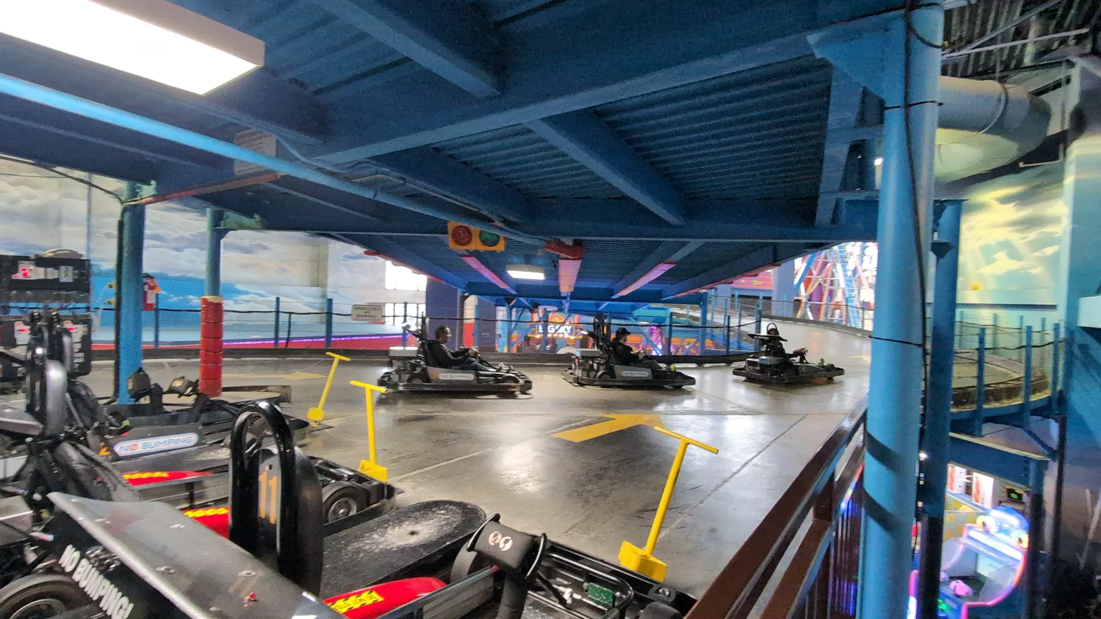 The indoor go-kart track at Tom Foolery's Adventure Park at Kalahari