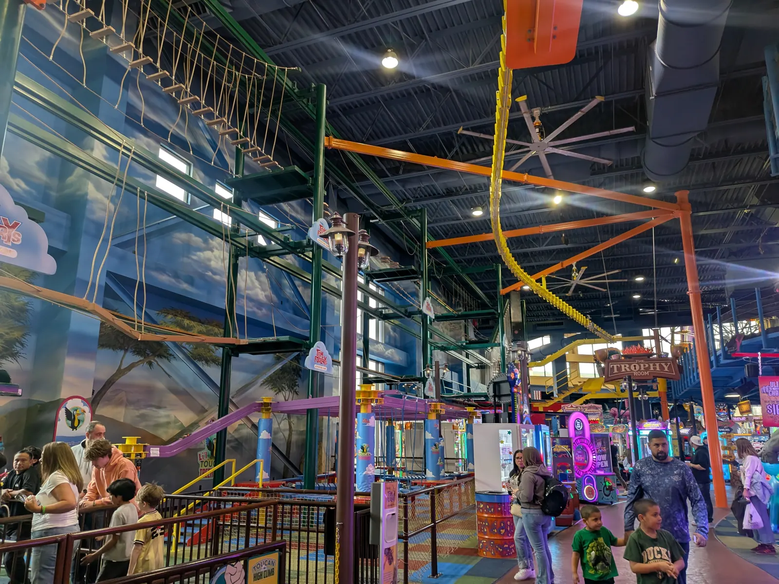 Ropes courses and rides inside Tom Foolery's Adventure Park at Kalahari, Wisconsin Dells
