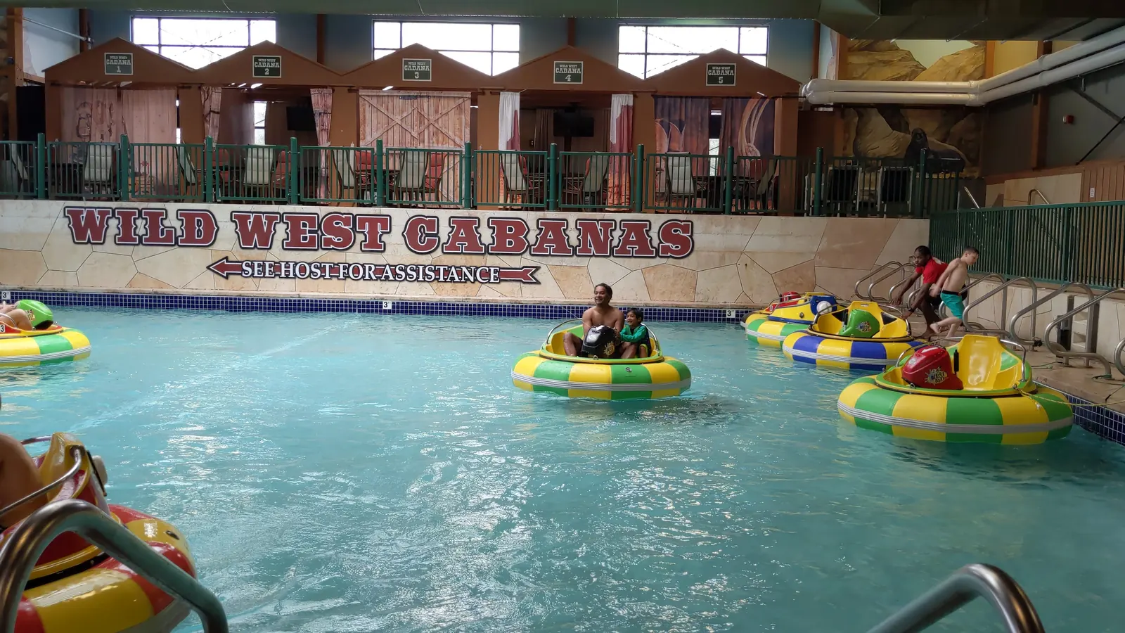 Bumper boats in the indoor pool at Wilderness Resort