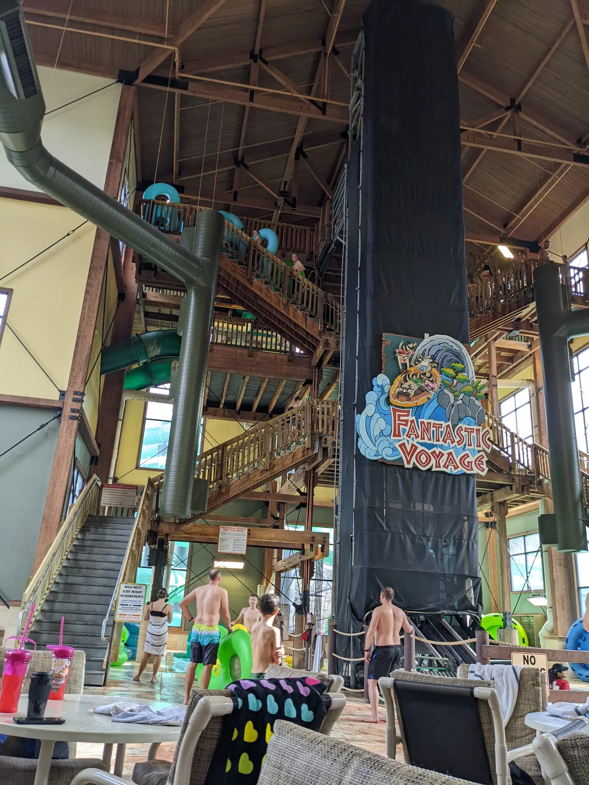 The slide tower for the Fantastic Voyage raft ride at Wilderness