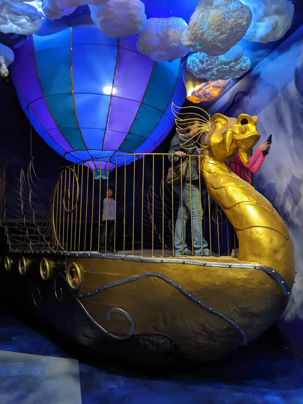 The golden airship set in the Air realm at Wizard Quest